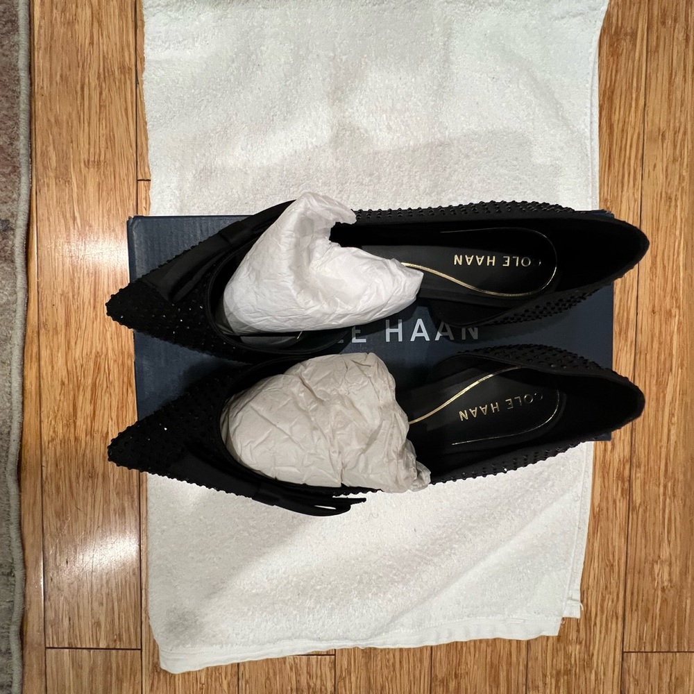 Cole Haan Women's Black Studded Sparkle Flats